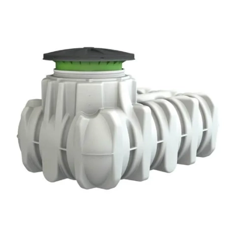 Bluewater Tanks Garantia 1500L shallow-dig poly tank featuring a trafficable lid and 15-year warranty