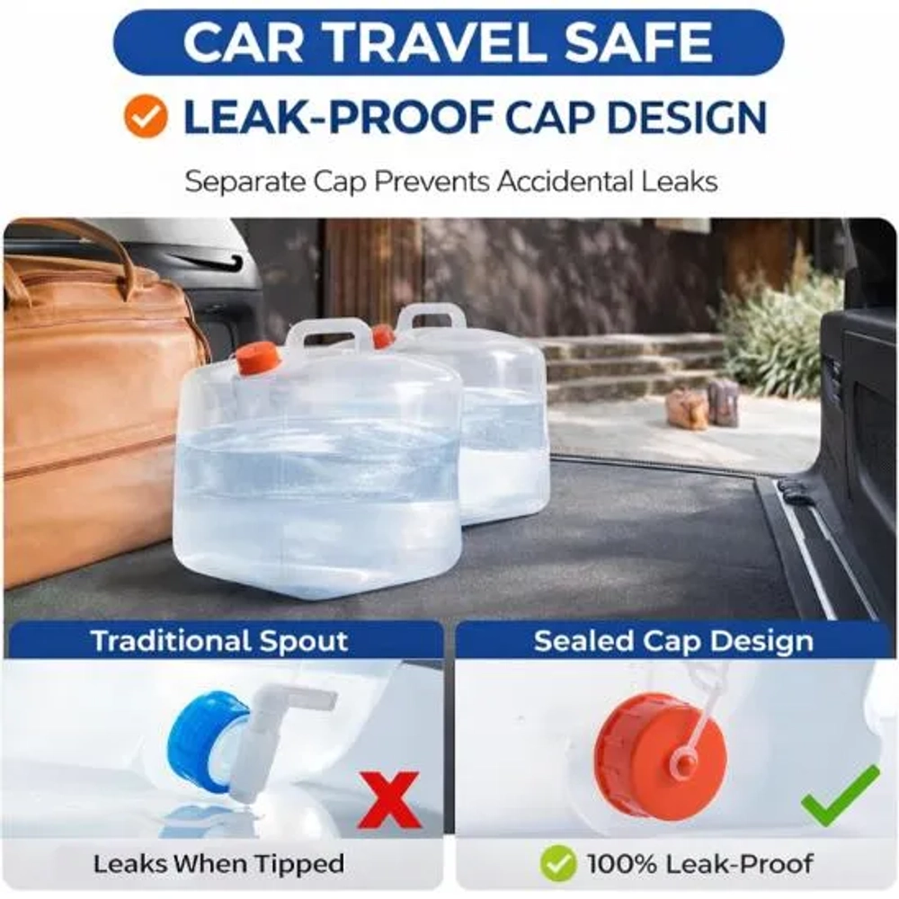 Gowithwind BPA Free Collapsible Water Container Jug (2 Packs- 5.3 Gallon)