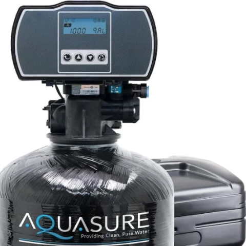 AquaSure Harmony Series 48,000 Grain Digital Metered Water Softener with control head display.