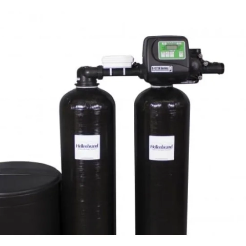 Dual-tank Hellenbrand Twin Alternating softener installed for large-volume households in Somerset.