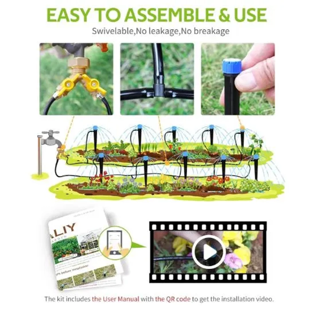 Hiraliy 50ft Drip Irrigation Kit