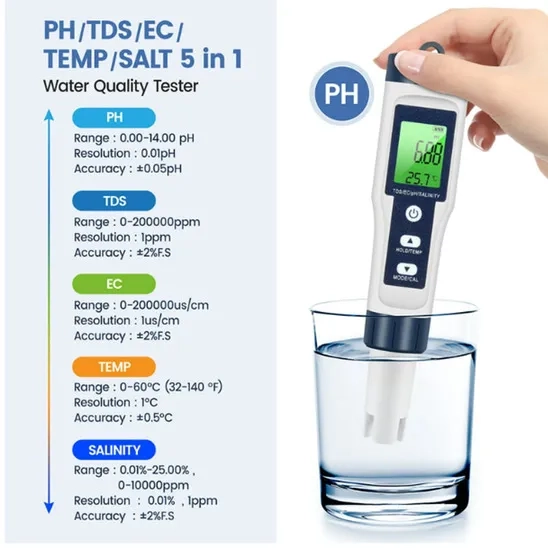 Hiteenyian 5-in-1 PHECSalinityTempTDS meter