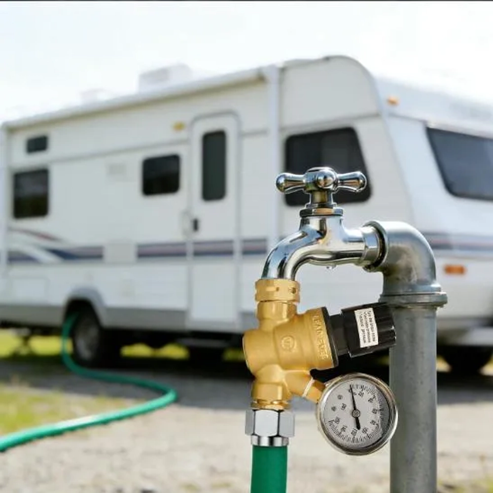 Hourleey RV Adjustable Handle Brass Water Pressure Regulator