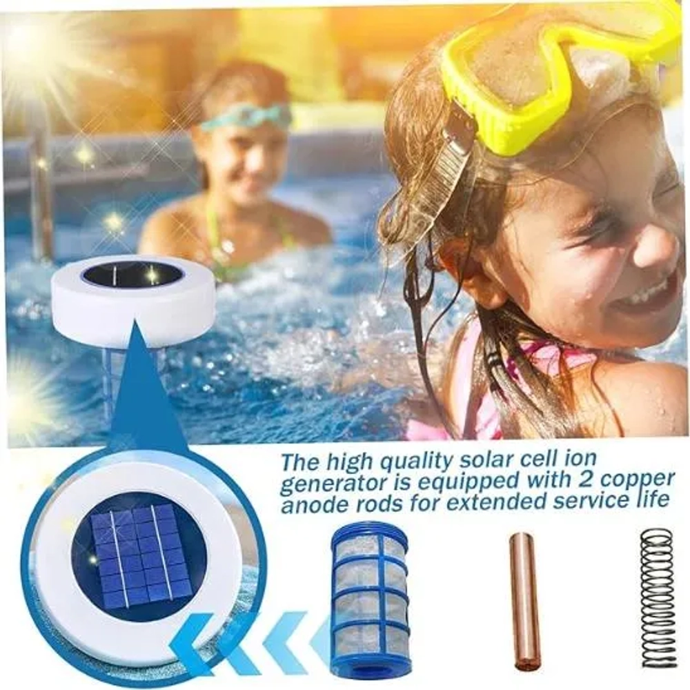 Hperu Solar Pool Ionizer with A Brush