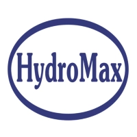 HydroMax logo featuring a dark navy blue serif wordmark enclosed within a matching navy blue oval frame border on a solid white background