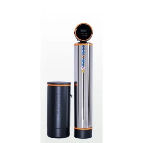 Hydrality whole house water softener system featuring a black media tank and digital control valve