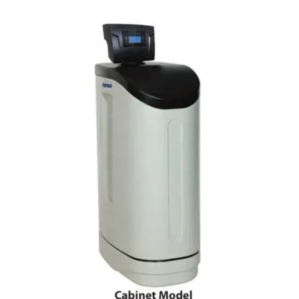 Hydrotech 785UF-075 Water Softener cabinet model: sleek, beige all-in-one unit with a black top control panel.