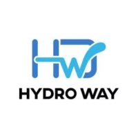 Hydroway official company logo featuring a modern blue droplet emblem and typography on white.