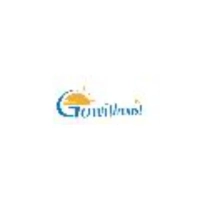 ITRAZ business logo banner with blue lettering and sun illustration