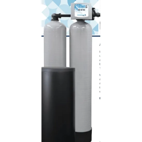 Professional point-of-entry residential water softener system designed to deliver an uninterrupted supply of filtered water by switching tanks during backwash cycles, expertly supplied by Clear Choice Water Treatment