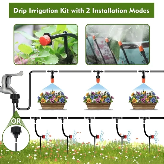 Flantor Watering Drip Irrigation Kit can be installed either from top or in the ground.