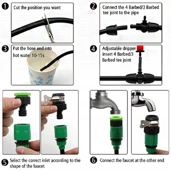 Installation process of the PETUOL Drip Watering Kit.