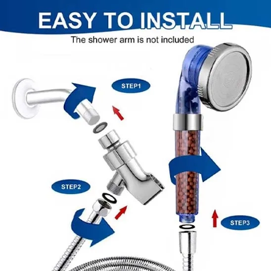 Three easy steps to install the PHANCIR Filtered Shower Head.