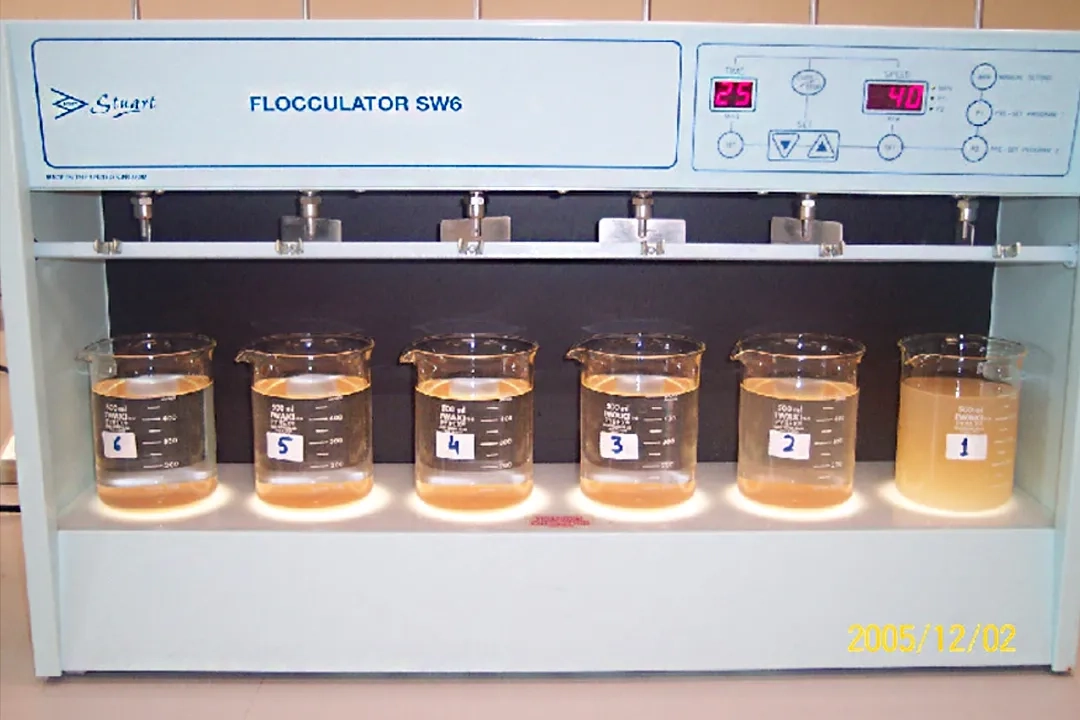 Jar testing on the wastewater