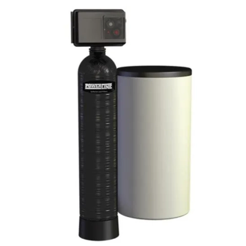 Powerline water softener by Kinetico featuring a large separate salt storage container. 