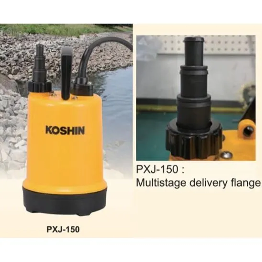 Heavy-duty Koshin PXJ-150 submersible drainage pump for dewatering construction sites and managing wastewater efficiently