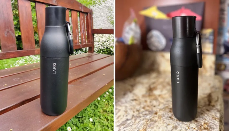 LARQ Insulated Filtering Water Bottle is used in both outdoor activities and at home.