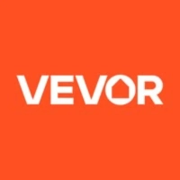 VEVOR corporate brand logo featuring white bold typography on a vibrant orange background