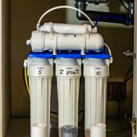 Compact under-counter point-of-use residential RO drinking water system featuring dedicated sediment and carbon block stages, professionally configured by Level Up Plumbing & Heating