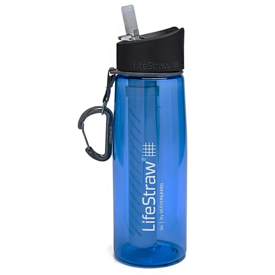 ‎lifeStraw water filter bottle with carabiner.