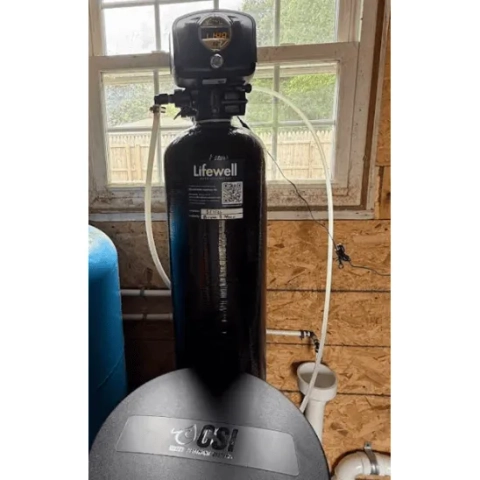 Lifewell Water Solutions high-efficiency water softener and brine tank setup installed for home hard water treatment