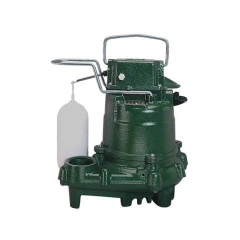  Zoeller 1/2 HP Model M57 automatic sump pump with cast iron construction and switch.
