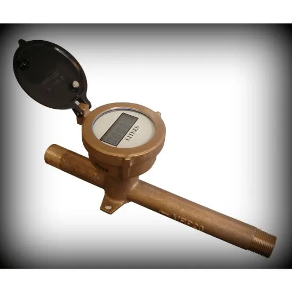MRT20-T2 flow meter: Gunmetal construction, reset totalizer, 8−100 lt/min flow range for concrete. (Character Count: 108)