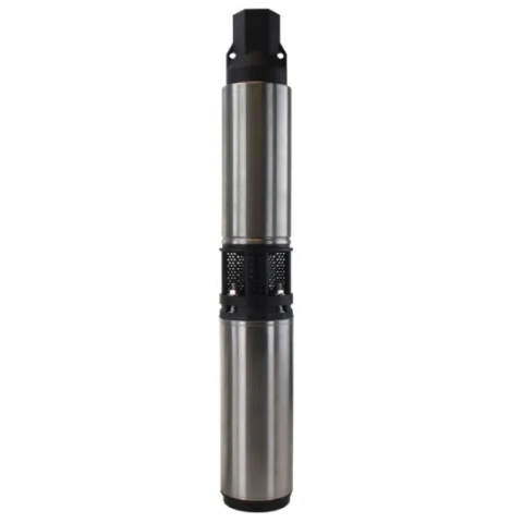 Zoeller 4-inch submersible well motor and turbine pump assembly for deep water use. 