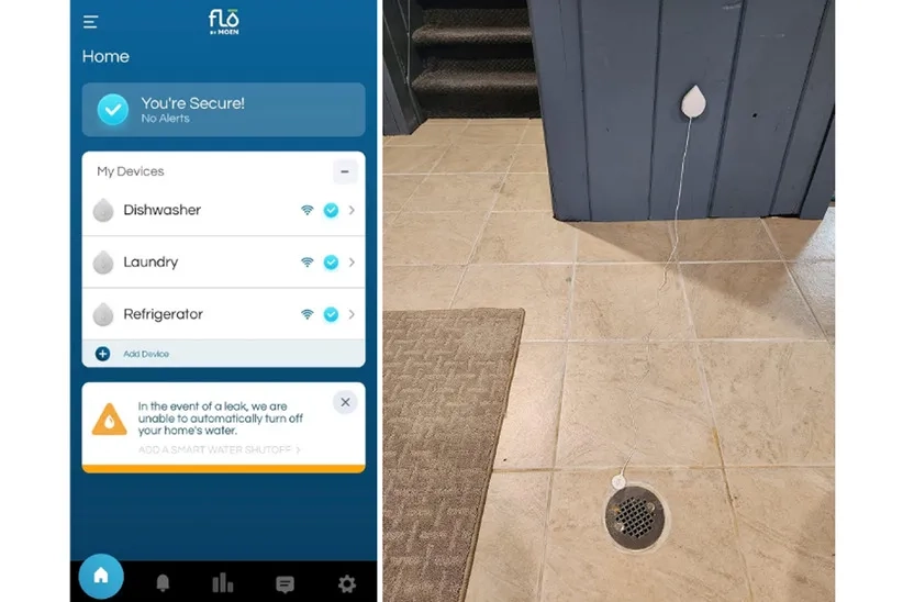 Moen White Flo Smart Water Leak Sensor Alarm for Home  Handy and Easy to Install with compact design