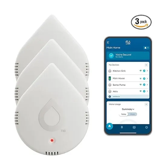 Moen White Flo Water Leak Detector Sensor Alarm for Home