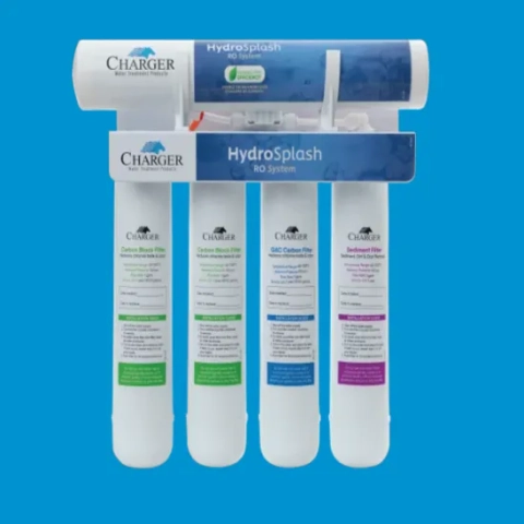 Compact under-counter point-of-use residential RO purification manifold with high-efficiency multi-stage filter housings, mounted by NOVA Water LLC