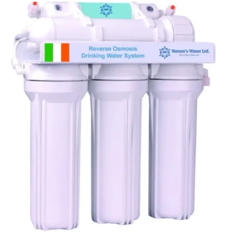 Under-counter kitchen water filtration setup integrated with a high-capacity storage pressure tank to provide a steady flow of purified water to a dedicated tap, from Nature's Water Ltd