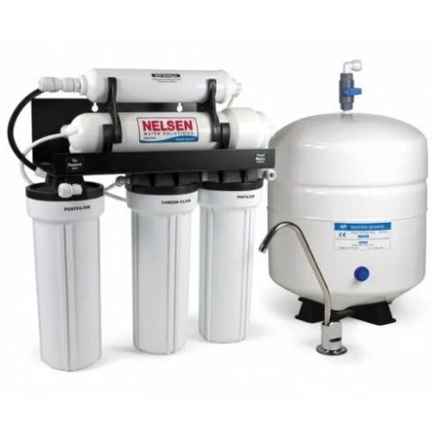 High-capacity AEII RO system with storage tank and dedicated drinking water faucet.