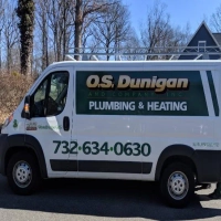 White service van for O S Dunigan Company Inc., a New Jersey provider of professional plumbing and heating.