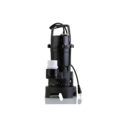 Black submersible electric sump pump unit with power cord and base screen.