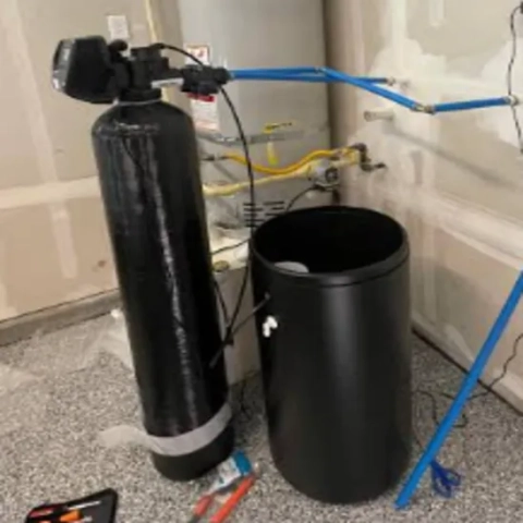 Peach Plumbing water softener