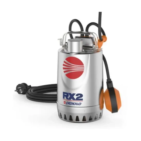 Pedrollo RXm stainless steel submersible drainage pump with integrated mechanical float switch.