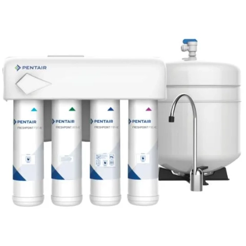 Pentair FreshPoint GRO-475 4-Stage Reverse Osmosis System with tank and faucet for under-sink installation.