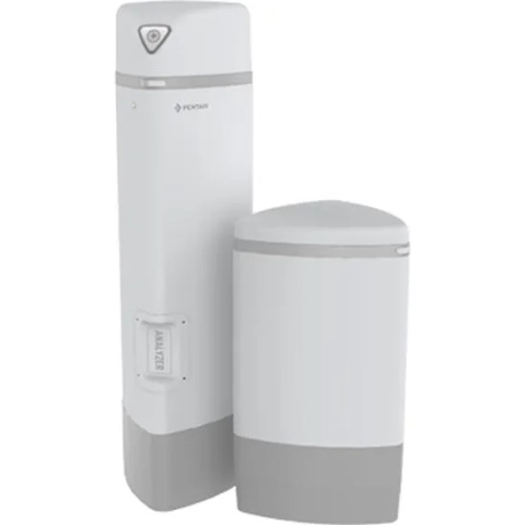 Pentair Pro Elite water softener, a modern, two-tank system for high-efficiency hard water treatment.