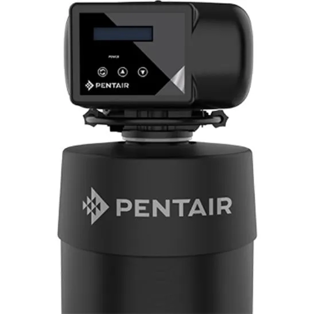 Pentair Whole House Water Softener control head, digital display, and logo on the tank.