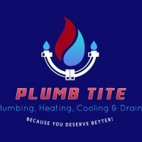 Plumb Tite Plumbing logo: Full service HVAC, heating, cooling, drain, and plumbing repair company.
