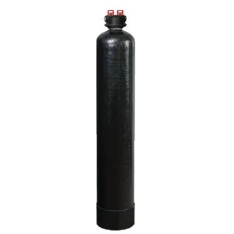 Pro Clean Water Filtration black resin tank with red bypass valve on white background