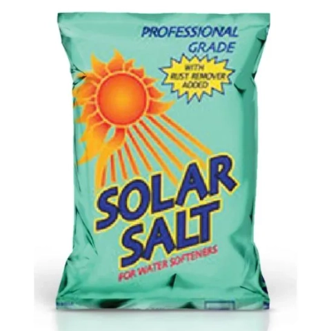 Professional Grade Solar Salt with Rust Remover Added for use in home water softeners.