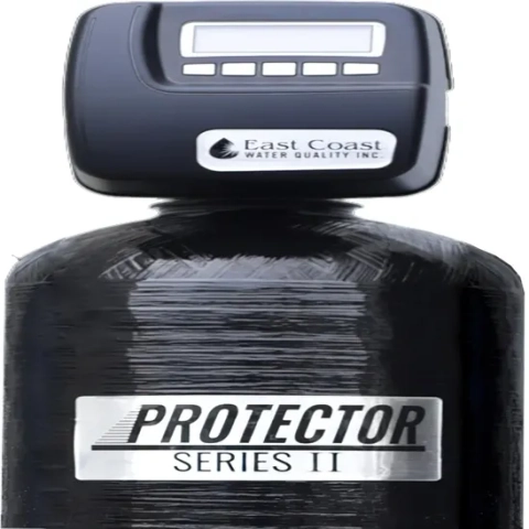 East Coast Water Quality Inc. Protector Series II system with digital control and black resin tank.