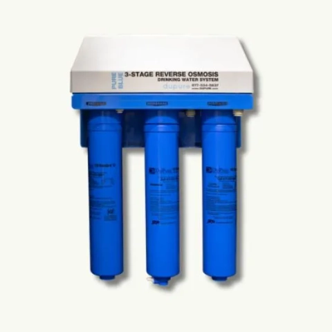 Pure Blue 3 Stage Reverse Osmosis System including tank, designed to provide clean, healthy water for homes and businesses.