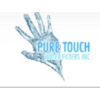 Pure Touch Water Filters Inc. logo featuring a light blue water-textured handprint icon and bold sans-serif typography, representing a personal touch in water purification.