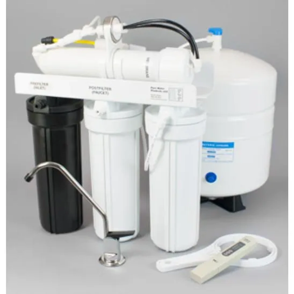 Under-sink 4-stage water purification system by Pure Water Products for clean residential drinking