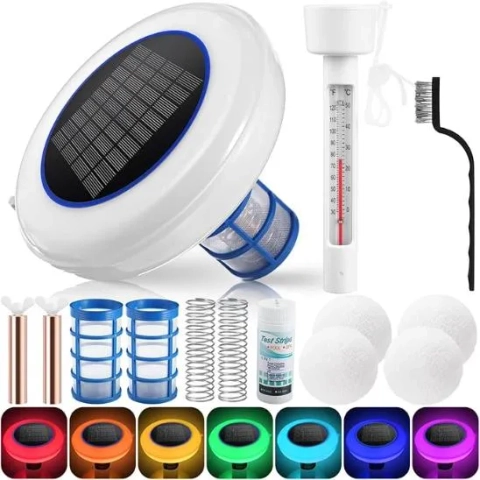Qualirey Solar Pool Ionizer with Colorful LED Lights