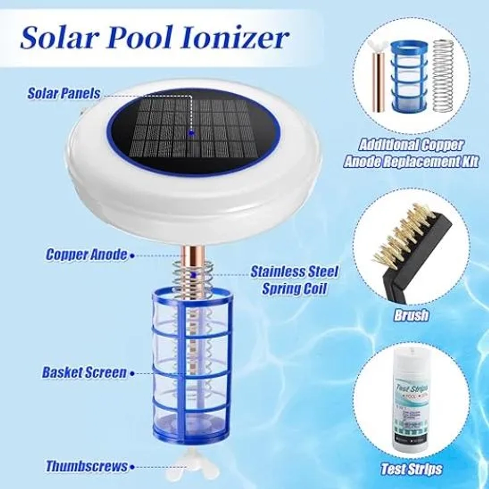 Qualirey Solar Pool Ionizer with Colorful LED Lights