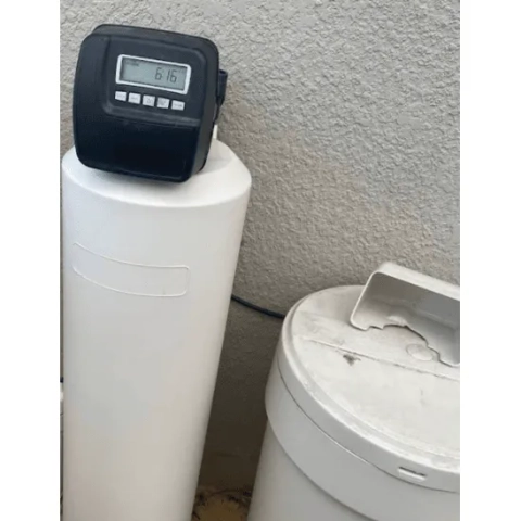 High-efficiency residential water softener installed by RJ Kielty Plumbing, Air Conditioning, and Electric
